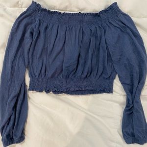 Long Sleeve Off the Shoulder Cropped Blouse